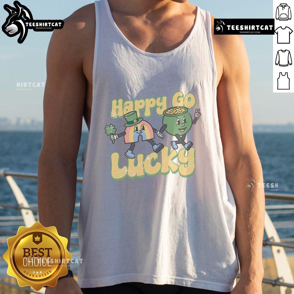 Colorful cartoon tank top featuring a happy-go-lucky design, perfect for casual summer wear and cheerful vibes.