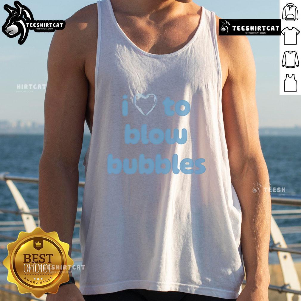 Pretty I Love To Blow Bubbles tank top featuring a colorful bubble design, perfect for casual summer outfits.