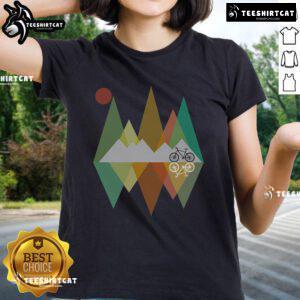 Vintage ladies tee featuring a pretty retro mountain MTB bike design, perfect for cycling enthusiasts and fashion lovers.
