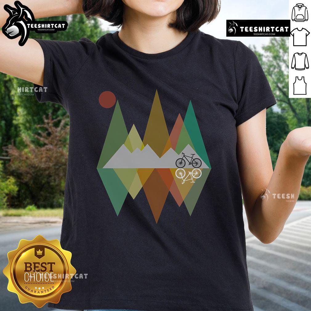 Vintage ladies tee featuring a pretty retro mountain MTB bike design, perfect for cycling enthusiasts and fashion lovers.