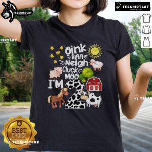 Adorable farm-themed 2nd birthday tee featuring 'Oink Baa Neigh Cluck Moo I'm 2' design for girls.