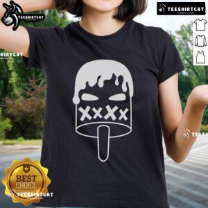 Top Angry Evil Ice Cream Ladies Tee design featuring a fierce ice cream character with vibrant colors and bold graphics.