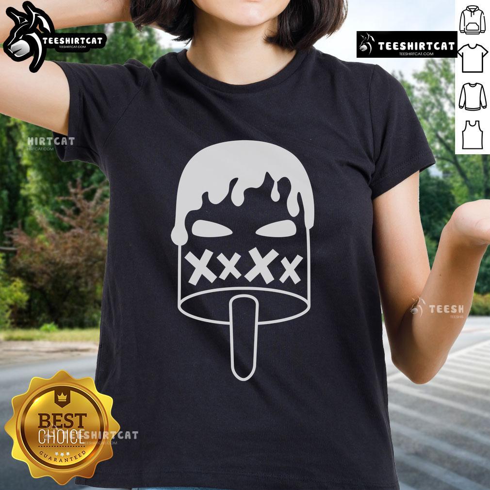 Top Angry Evil Ice Cream Ladies Tee design featuring a fierce ice cream character with vibrant colors and bold graphics.