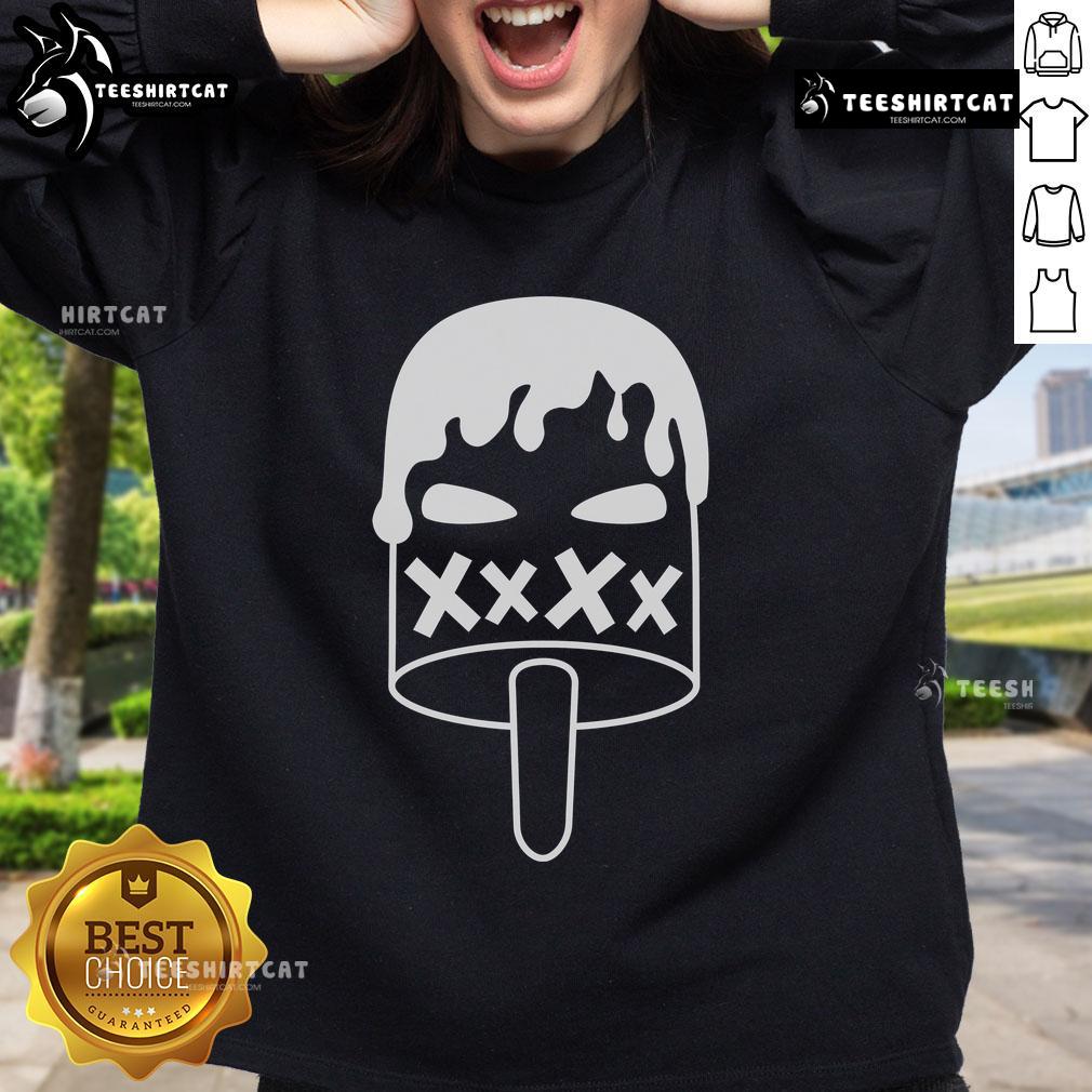 Top Angry Evil Ice Cream sweatshirt featuring a bold design with a menacing ice cream character, perfect for quirky fashion.
