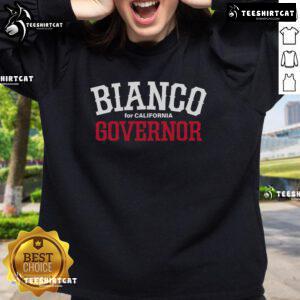 Top Bianco for California Governor sweatshirt featuring a bold design and vibrant colors, perfect for supporters.