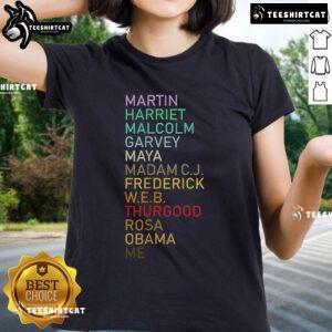 Top Black History Month Black Leaders Ladies Tee featuring iconic figures in vibrant design, perfect for celebrations.