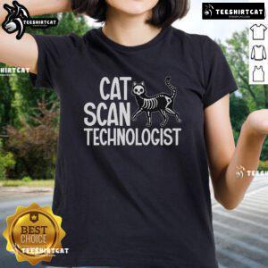 Stylish ladies' tee featuring 'Top Cat Scan Technologist' design for CT Tech and computed tomography enthusiasts.