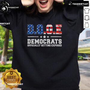 Top DOGE Democrats sweatshirt featuring bold design, perfect for fans of crypto and political commentary.