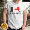 Alt Text: Top I Love Upstate NY New York Heart Map T-Shirt featuring a heart-shaped map design of Upstate New York.
