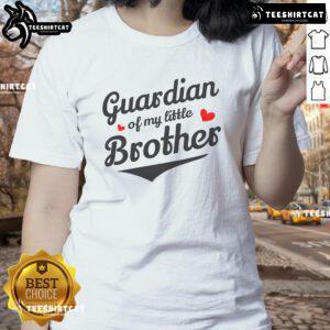 Awesome Guardian of My Little Brother Ladies Tee showcasing a stylish design perfect for proud sisters and guardians.
