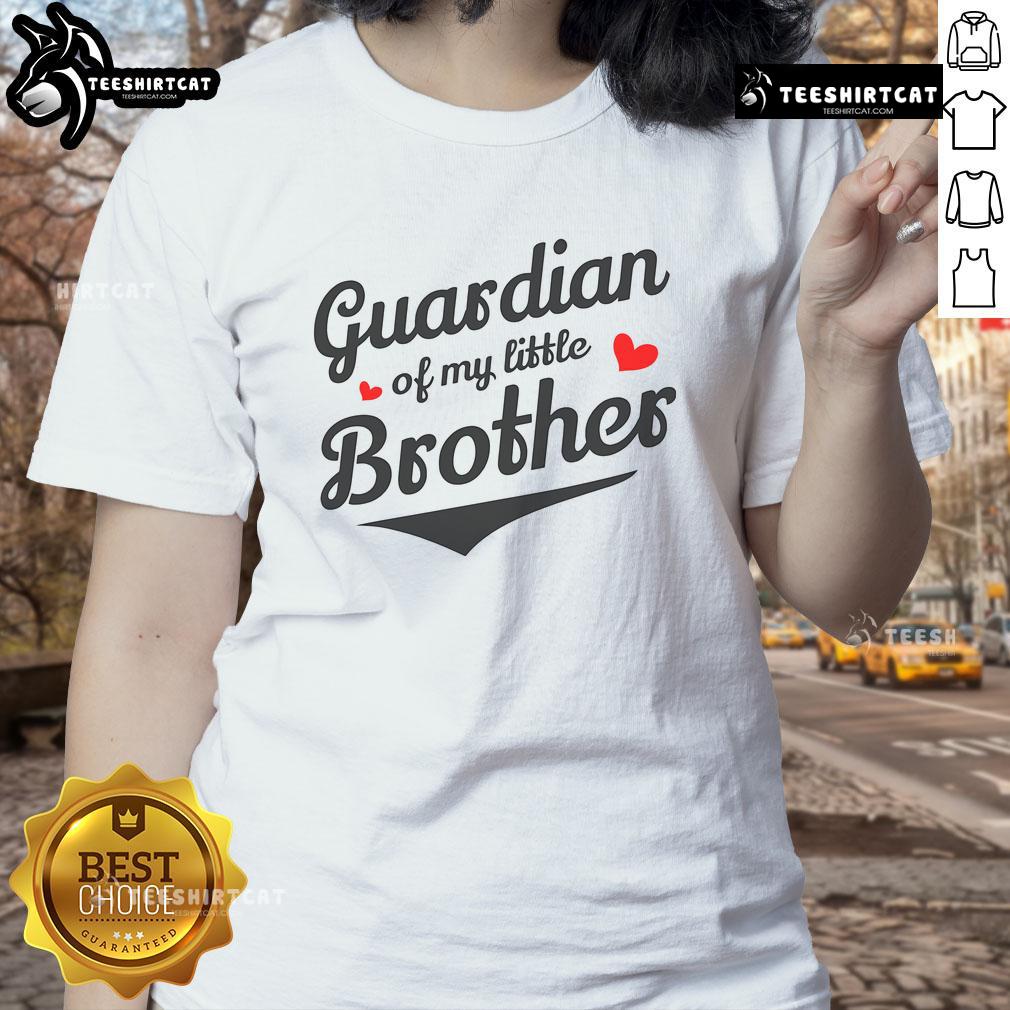 Awesome Guardian of My Little Brother Ladies Tee showcasing a stylish design perfect for proud sisters and guardians.