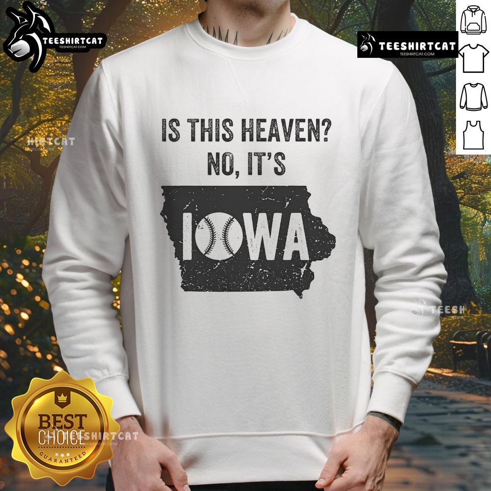 Vintage Iowa sweatshirt with 'Awesome Is This Heaven? No, It's Iowa' slogan, perfect for cozy casual wear.