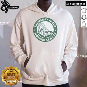 Awesome Thursday Night Mowing League Hoodie in vibrant colors, perfect for lawn care enthusiasts and stylish outdoor wear.