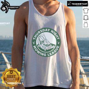 Awesome Thursday Night Mowing League tank top featuring a vibrant design, perfect for lawn care enthusiasts.