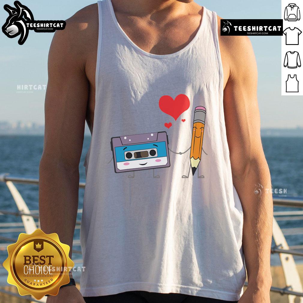 Retro vintage 70s 80s 90s music tank top featuring a cute cassette tape design, perfect for music lovers.