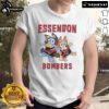 Alt Text: Cute Essendon Bombers Bluey Bandit Heeler and Chilli Heeler T-Shirt featuring playful cartoon designs.