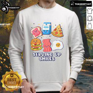 Alt Text: Cute Serving Up Smiles Lunch Sweatshirt featuring playful design and cozy fit for stylish casual wear.
