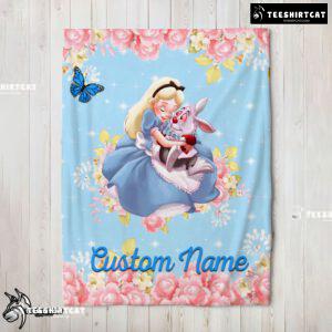 Disney Alice & The White Rabbit Alice In Wonderland Blanket Fleece Customized Blanket