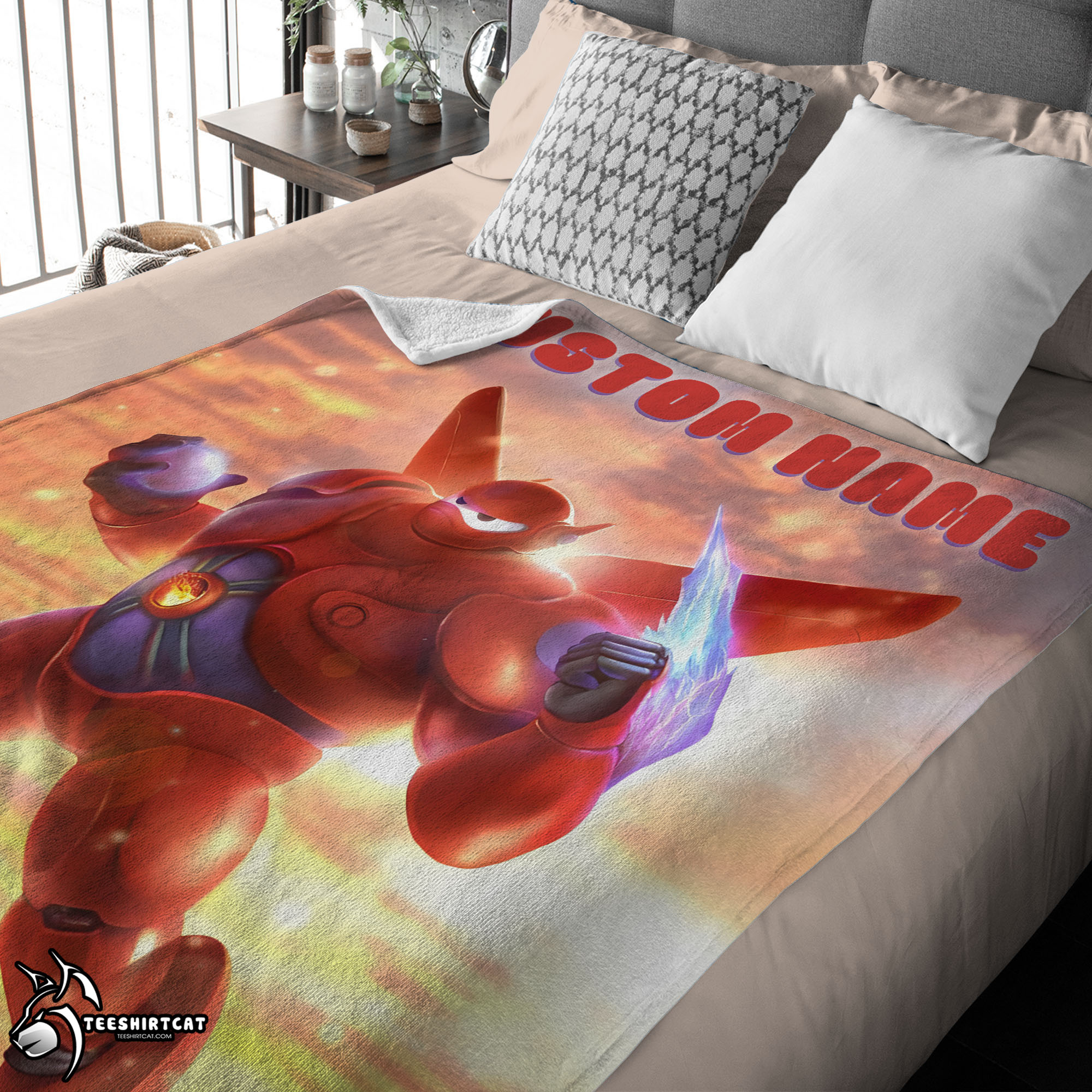 Disney Cartoon Big Hero 6 Red Baymax Customized Blanket - Image 2