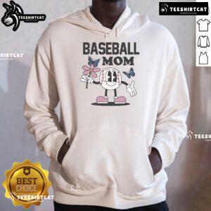 Alt Text: Good Baseball Mom hoodie with flower and butterfly design, perfect for supportive baseball moms.