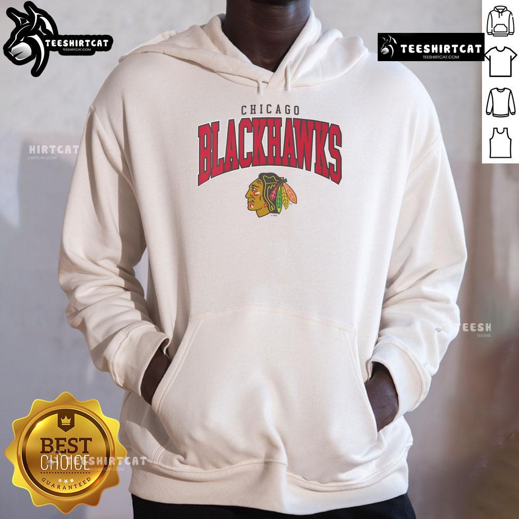 Good Chicago Blackhawks Classic Arched Logo Hoodie featuring bold team logo on a stylish black sweatshirt.