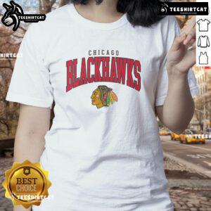Good Chicago Blackhawks Classic Arched Logo Ladies Tee in vibrant colors, perfect for stylish fans of the NHL team.