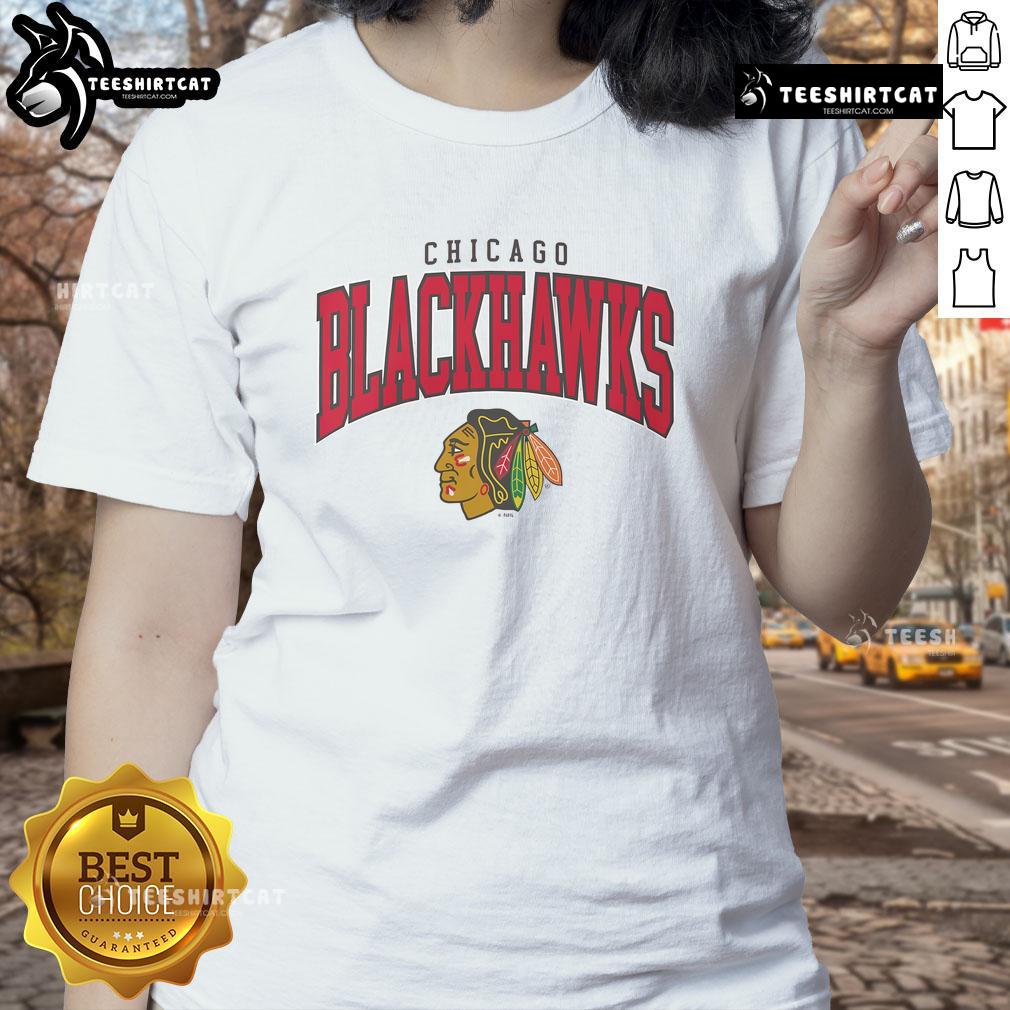 Good Chicago Blackhawks Classic Arched Logo Ladies Tee in vibrant colors, perfect for stylish fans of the NHL team.