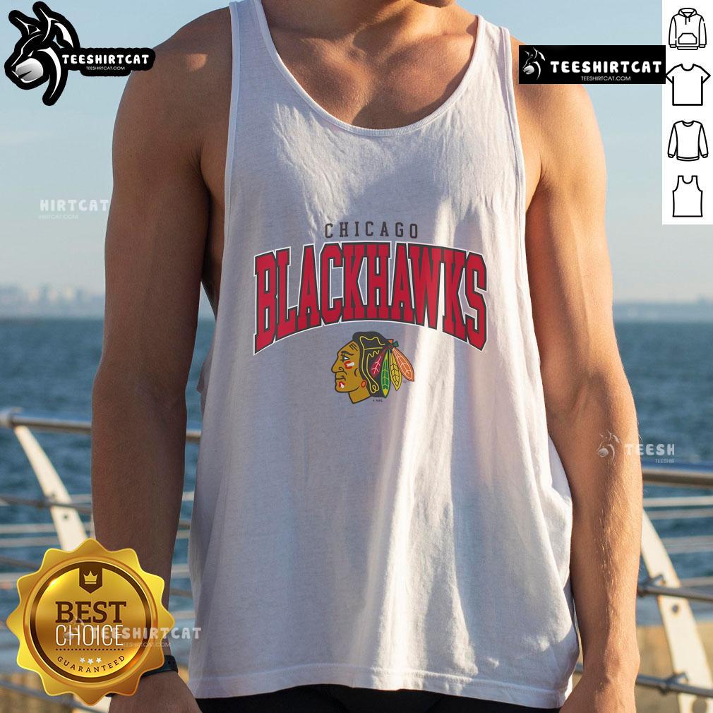 Good Chicago Blackhawks classic arched logo tank top showcasing team pride and stylish design for fans.