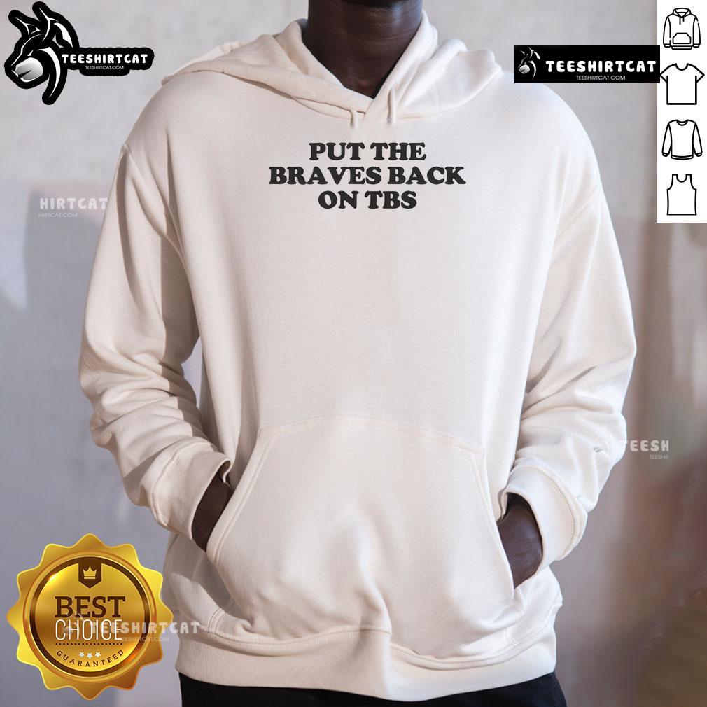 Good Gettin' Place S Put The Braves Back On TBS Hoodie in navy blue, perfect for Atlanta Braves fans and cozy outings.