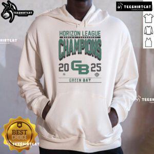 Good Green Bay 2025 Women's Horizon League Champions Hoodie in green, featuring team logo and stylish design.