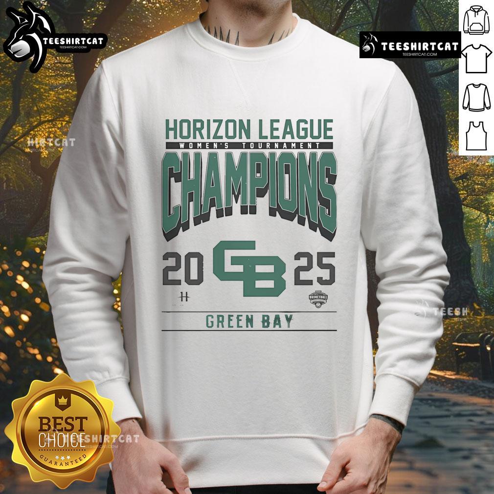 Good Green Bay 2025 Women's Horizon League Champions Sweatshirt in green with team logo and stylish design.