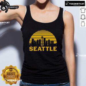 Good vintage Seattle Washington cityscape tank top featuring iconic skyline and artistic design elements.