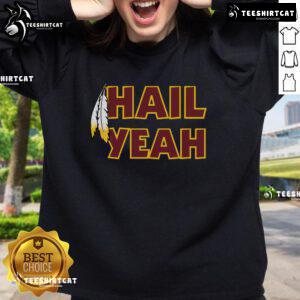 Happy Hail Yeah feathers Washington football sweatshirt in vibrant colors, perfect for game day style and team spirit.