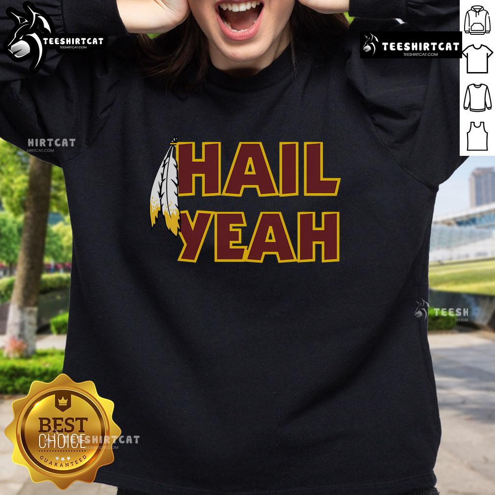 Happy Hail Yeah feathers Washington football sweatshirt in vibrant colors, perfect for game day style and team spirit.