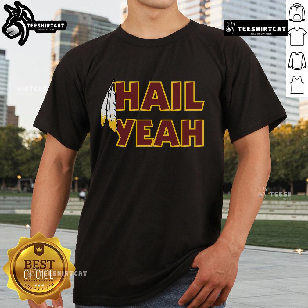 Happy Hail Yeah Feathers Washington Football T-Shirt featuring vibrant colors and team spirit design.