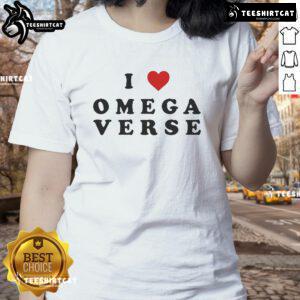 Happy I Love Omegaverse Ladies Tee featuring a playful design, perfect for fans of Omegaverse themes and casual wear.