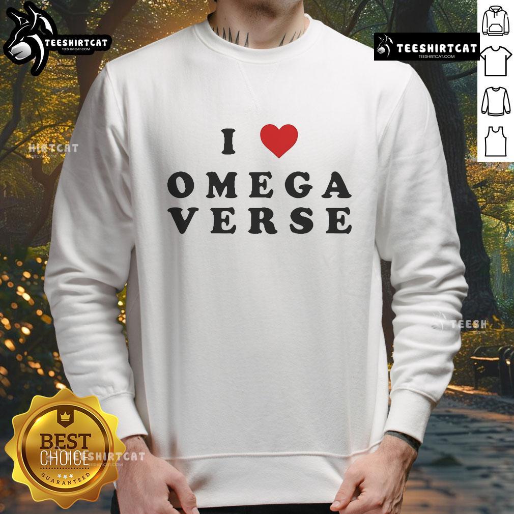 Alt Text: Happy I Love Omegaverse Sweatshirt featuring a playful design, perfect for fans of Omegaverse culture and style.