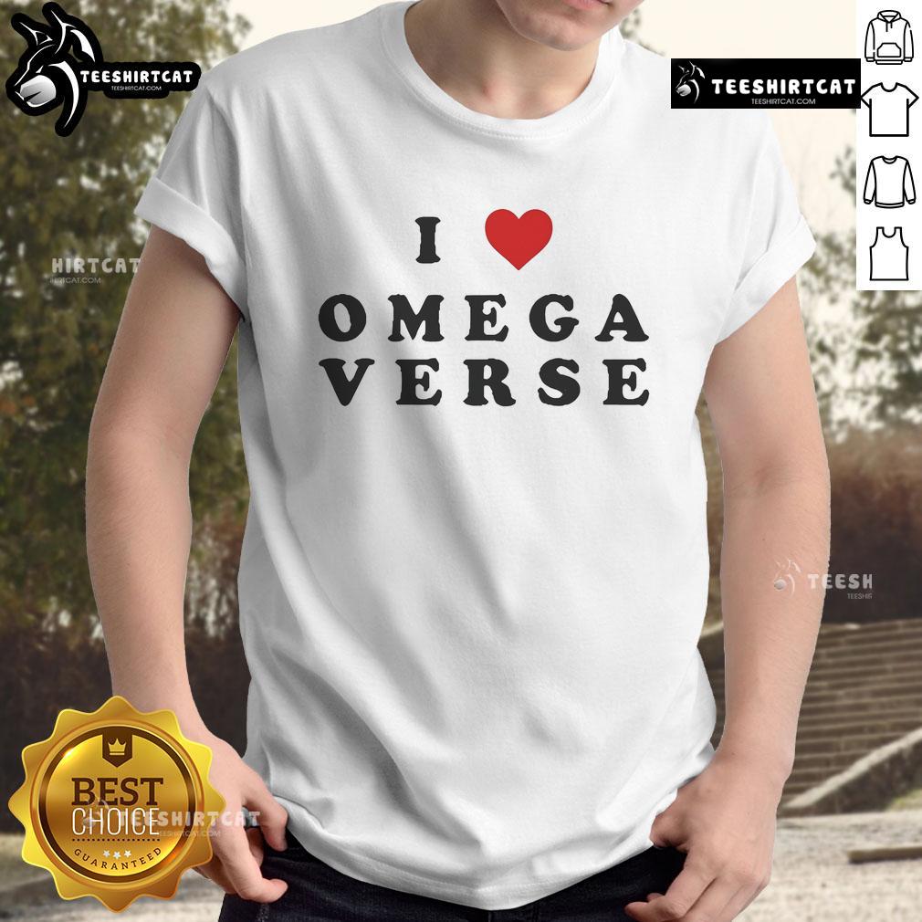 Alt Text: Happy I Love Omegaverse T-Shirt featuring bold text and colorful design, perfect for Omegaverse fans and enthusiasts.