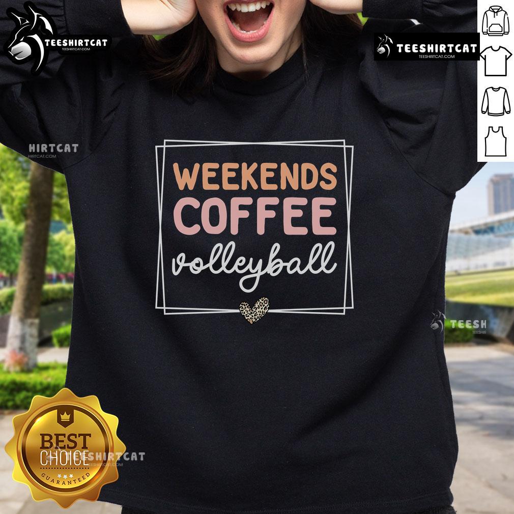 Happy Weekends Coffee Volleyball Cute Retro Mom Life Sayings Sweatshirt in vibrant colors, perfect for casual outings.