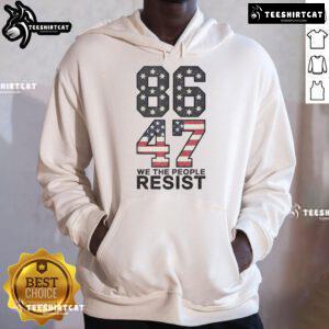 Vintage USA flag hoodie featuring 'Resist Anti-Trump Impeach 47' design - Hot 86 47 collection.