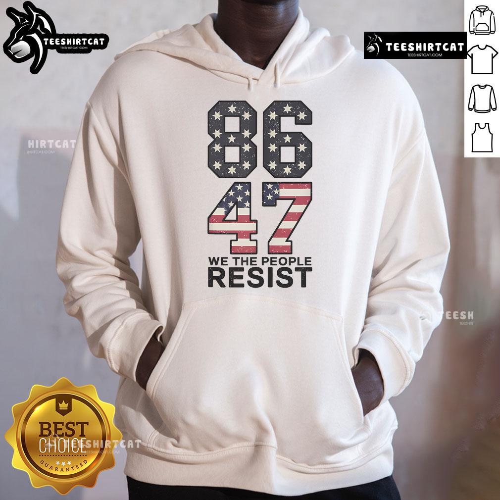 Vintage USA flag hoodie featuring 'Resist Anti-Trump Impeach 47' design - Hot 86 47 collection.