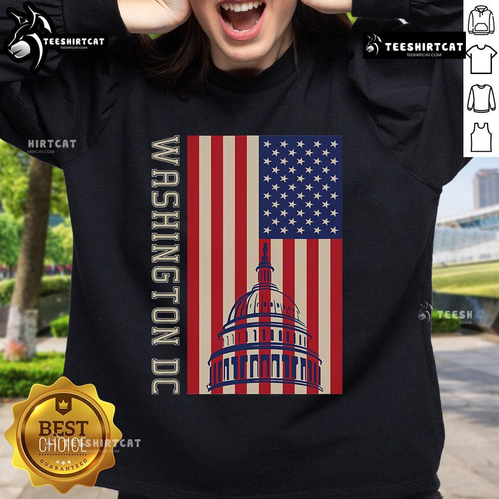 Hot Washington DC Flag of the United States sweatshirt featuring vibrant colors and stylish design for patriotic fashion.