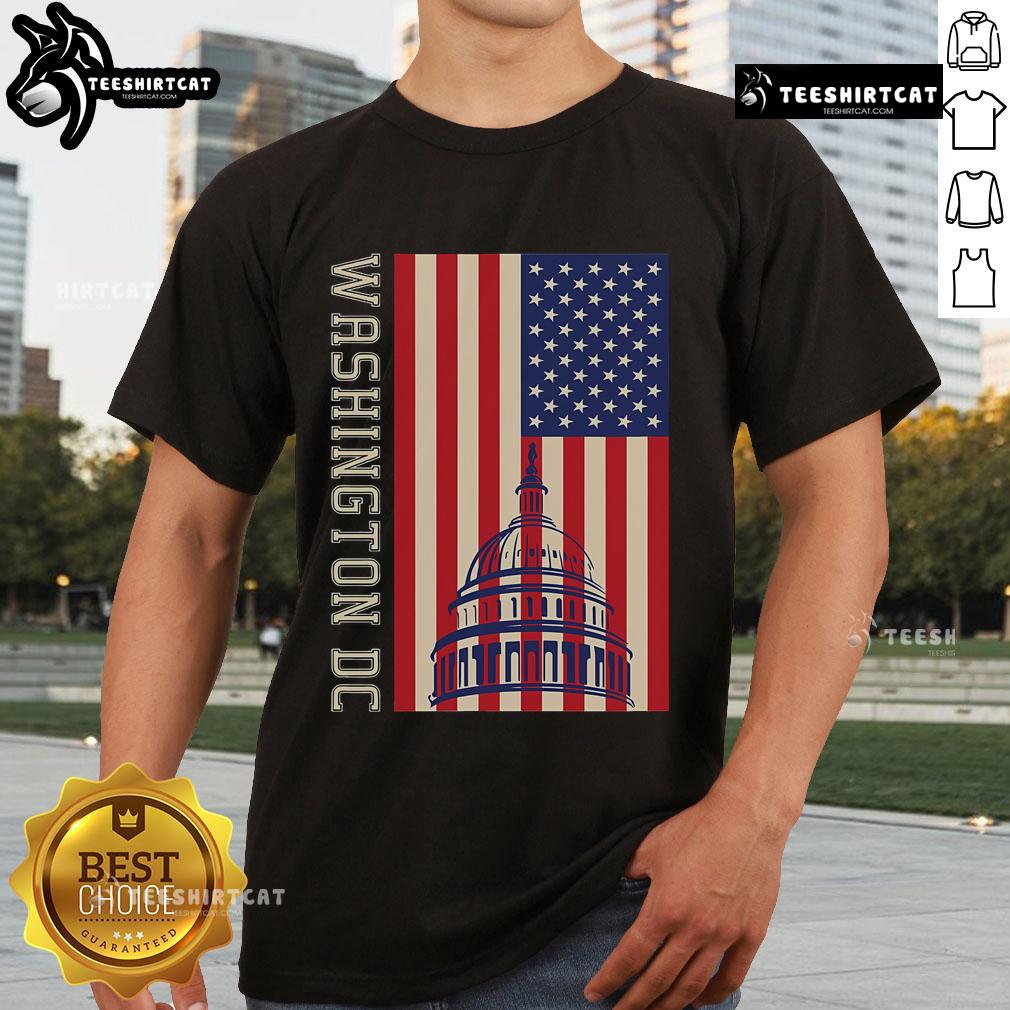 Hot Washington DC Flag of the United States T-Shirt featuring vibrant colors and patriotic design for stylish fans.