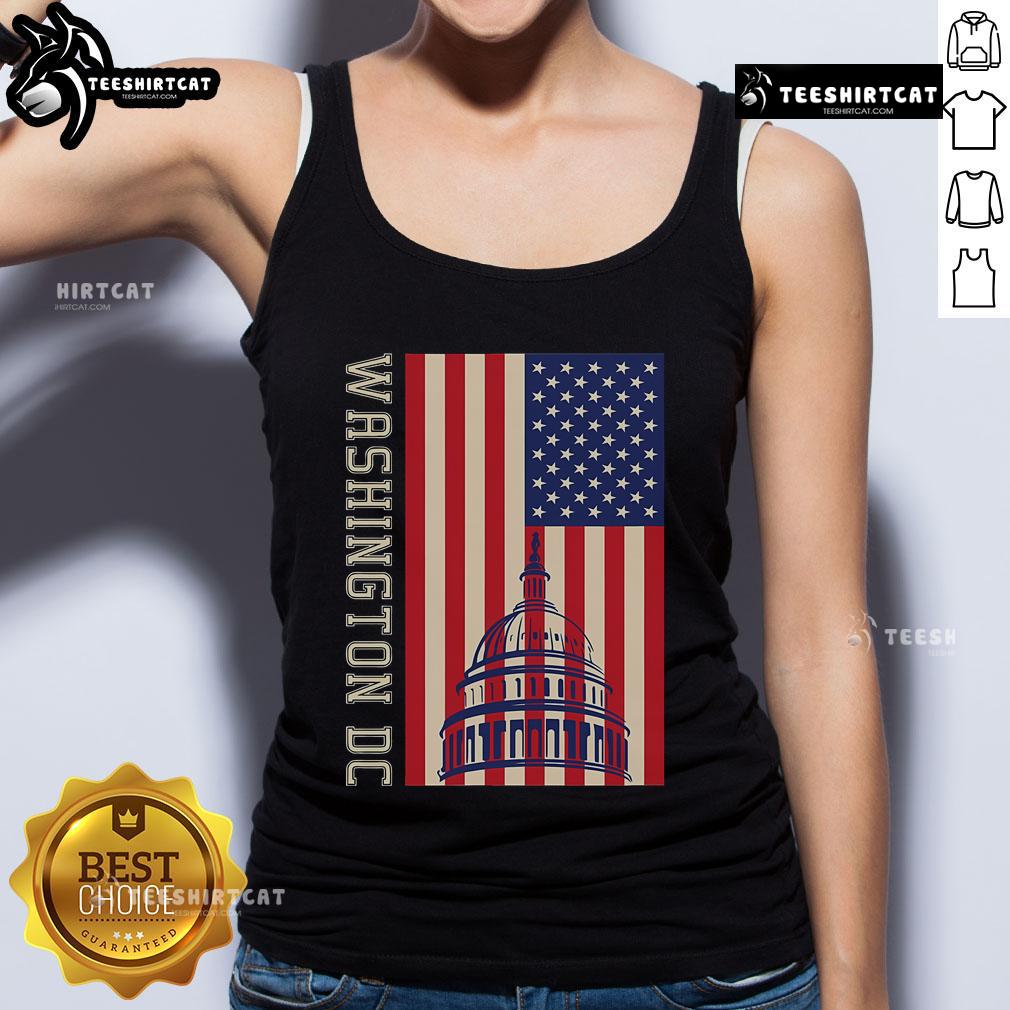Stylish Hot Washington DC flag tank top featuring the United States flag design for trendy summer wear.