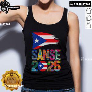 Nice Balcones de Cora Sanse 2025 tank top showcasing vibrant San Juan Festival San Sebastian designs.