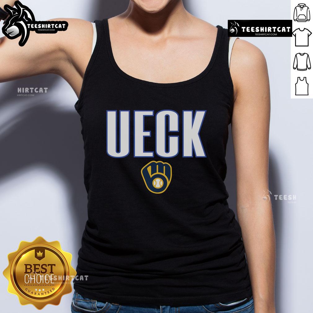 Front row view of Bob Uecker in 'Mr. Baseball' tank top, showcasing the legendary MLB star's iconic style and charm.