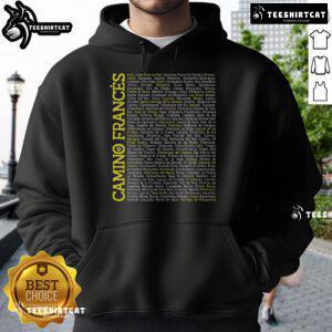 Hoodie featuring the Nice Camino de Santiago Francs Pilgrim Way of Saint James stages, perfect for hikers and pilgrims.