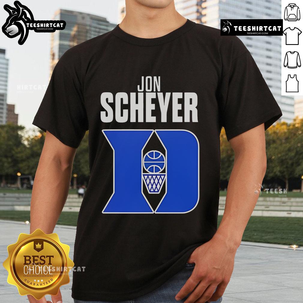 Duke Blue Devils Basketball Coach of the Year Jon Scheyer T-shirt, featuring vibrant team colors and logo design.