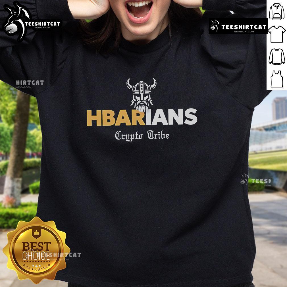 Nice Hbarians Crypto Tribe sweatshirt featuring a bold design, perfect for crypto enthusiasts and stylish casual wear.