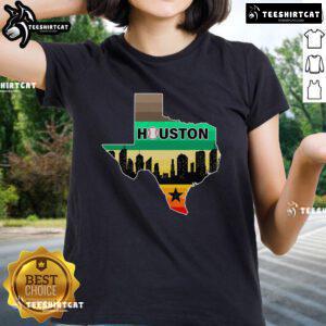 Nice Huston Texas Baseball City logo on a stylish ladies tee, perfect for fans and casual wear.
